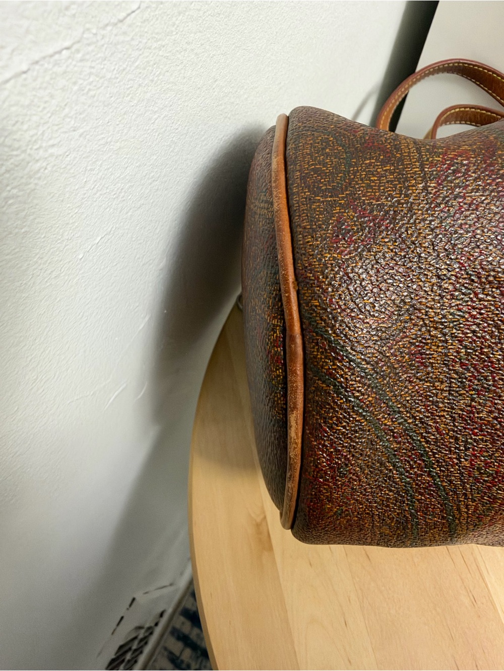 Etro Brown Paisley Barrel Bag with Tan Straps - Picture 6 of 9